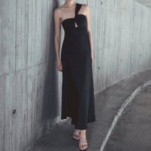 Mango - Asymmetrical Satin Midi Dress